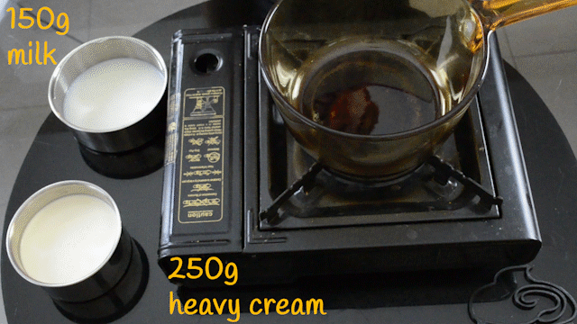 Heat milk and heavy cream 