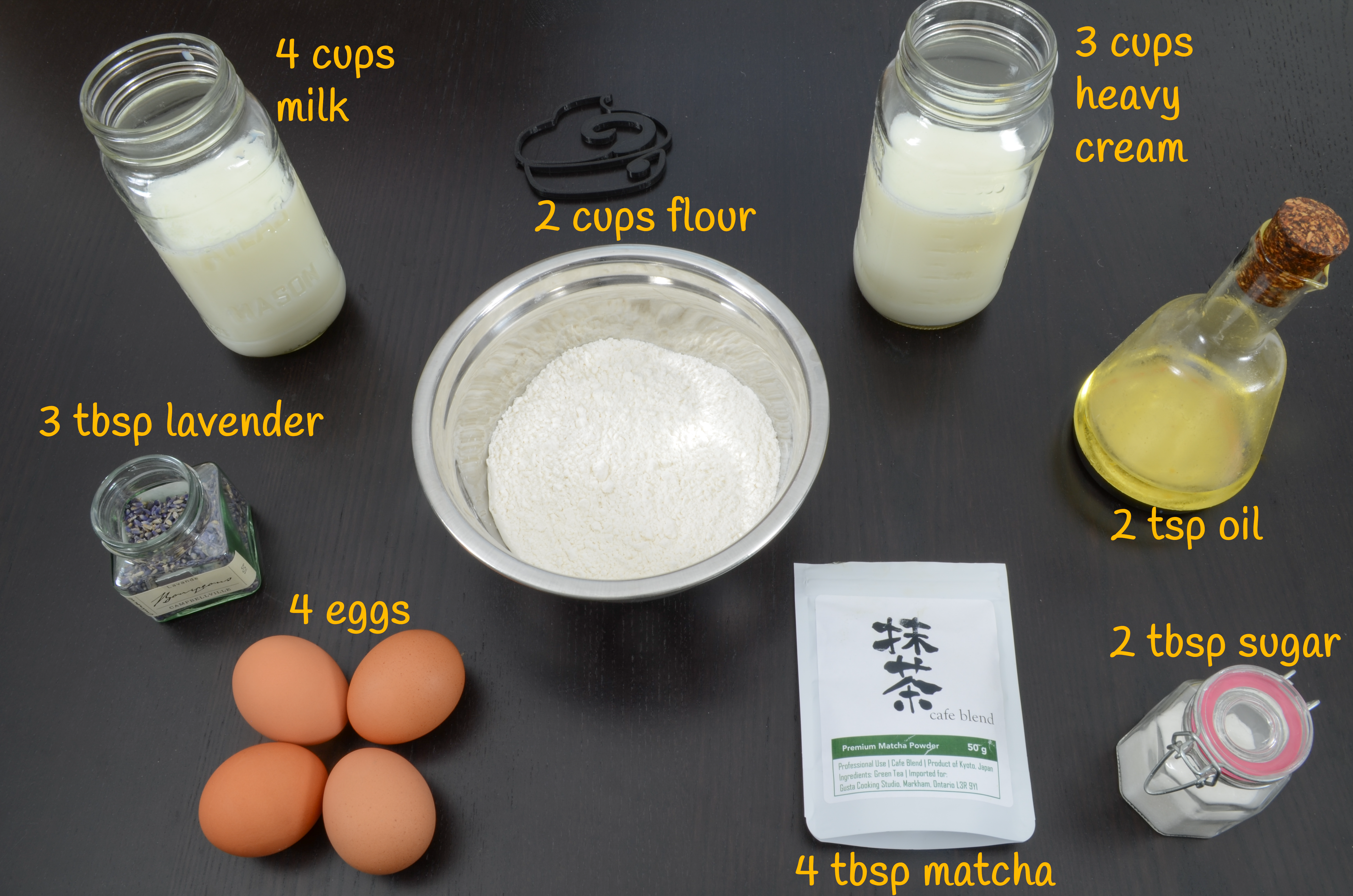 Ingredients for Matcha Lavender Cake