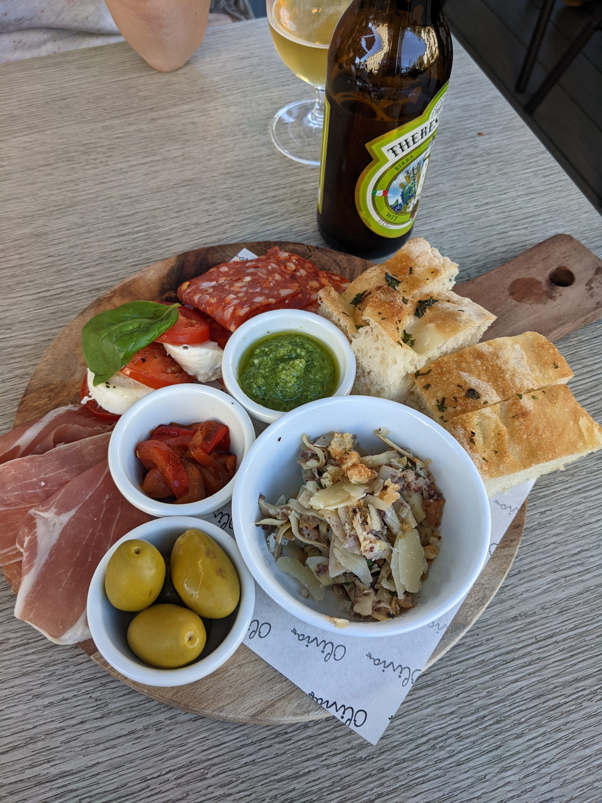 A platter with assorted antipasto selection